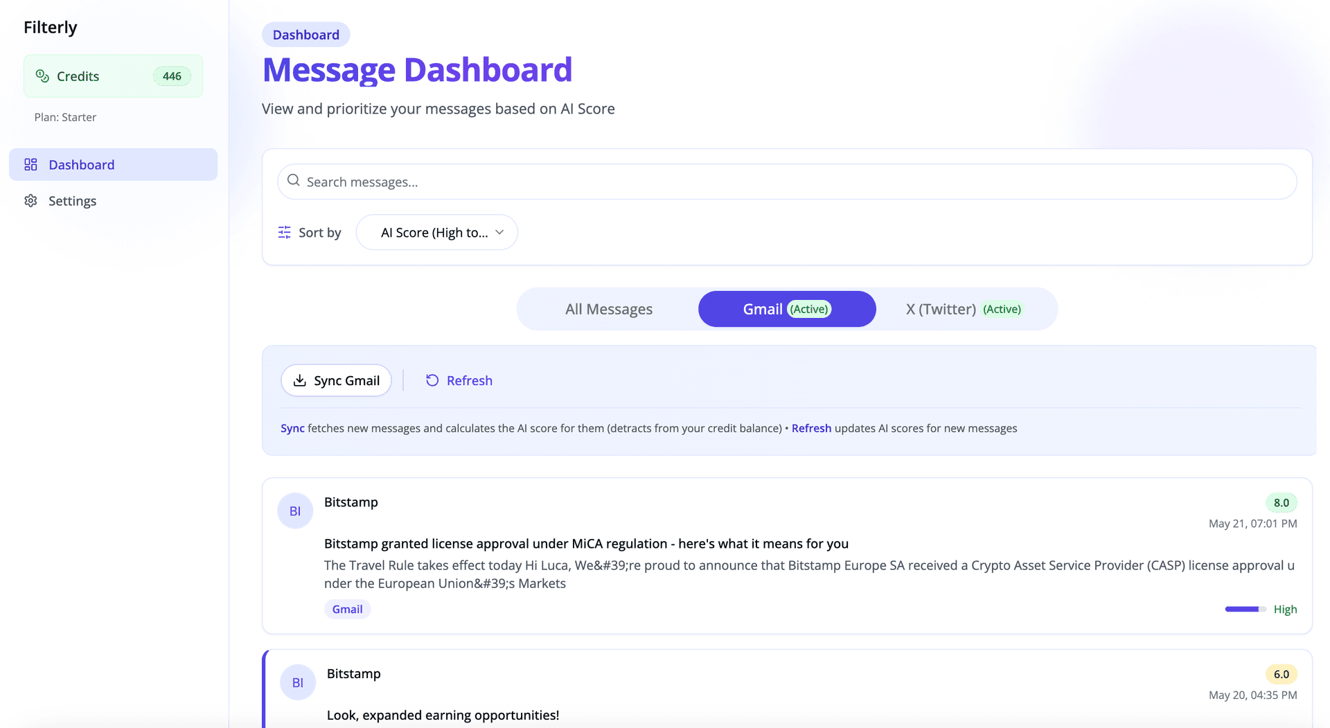 Filterly dashboard
